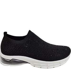 Italina Black Sparkling Slip-On Knitted Sock Bubble Slip On Sneaker 9 10 11